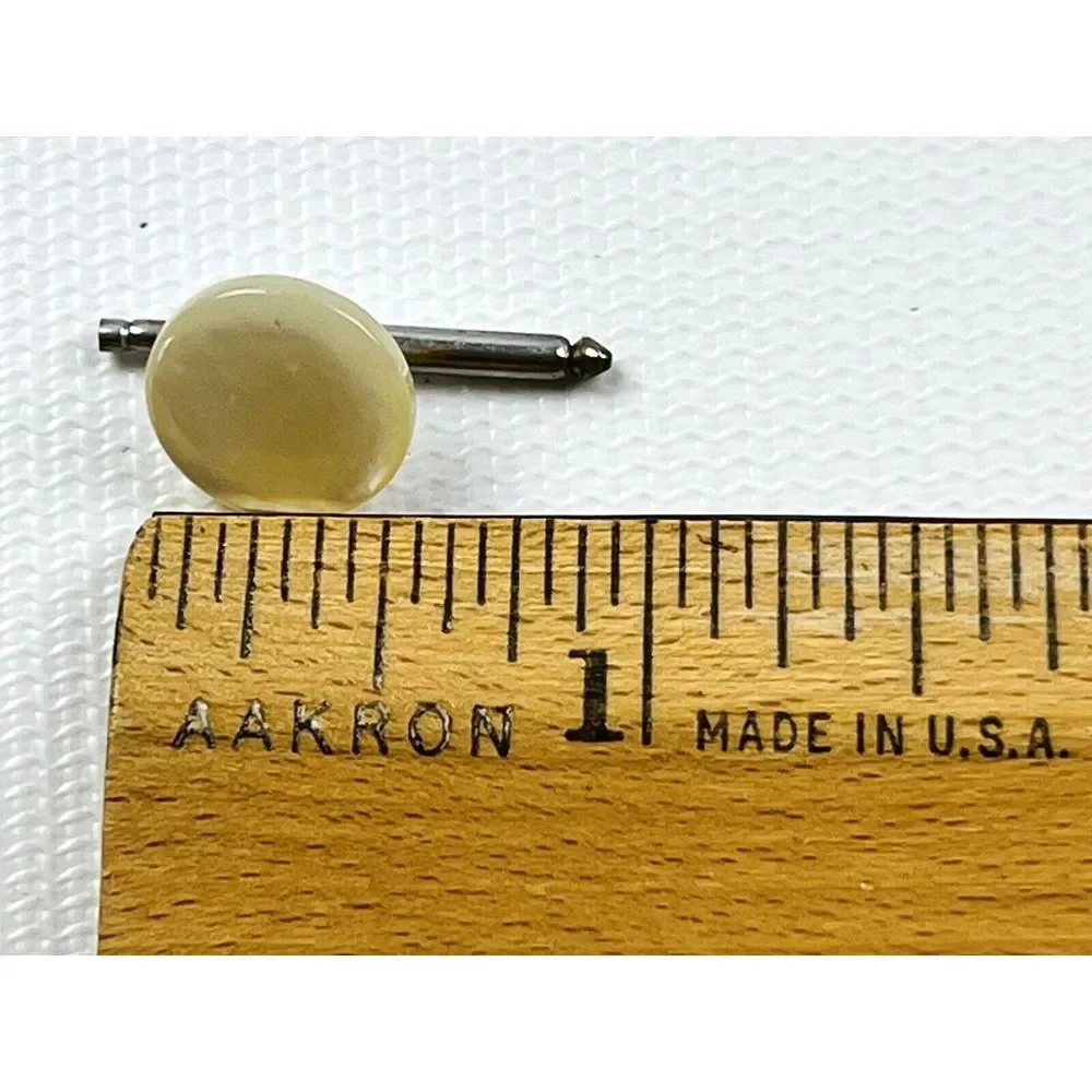 Vintage Men's Round Pearly White Button Toggle Cufflinks Cuff Links .50